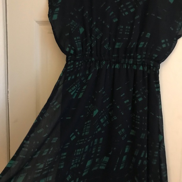 Green and Navy Fit and Flare Dress with Slip - Picture 5 of 6